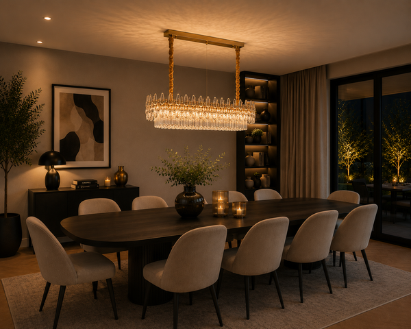 Hanglamp Eettafel Goud met Druppelvormige Kristallen Glas