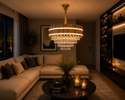 Kroonluchter hanglamp goud met led strips 60 Ø
