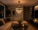 Kroonluchter hanglamp goud met led strips 45 Ø