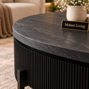 Salontafel Visgraat Zwart Japandi 100 cm - MDF