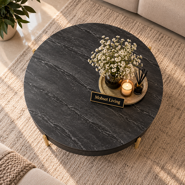 Salontafel Visgraat Zwart Japandi  100 cm