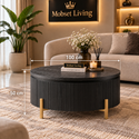 Salontafel Visgraat Zwart Japandi  100 cm