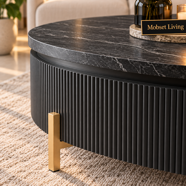Salontafel Visgraat Zwart Japandi  100 cm