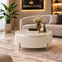 Salontafel Visgraat Beige Japandi 100 cm - MDF