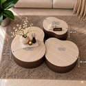 Japandi Salontafels Travertine-3-delig Bruin Design