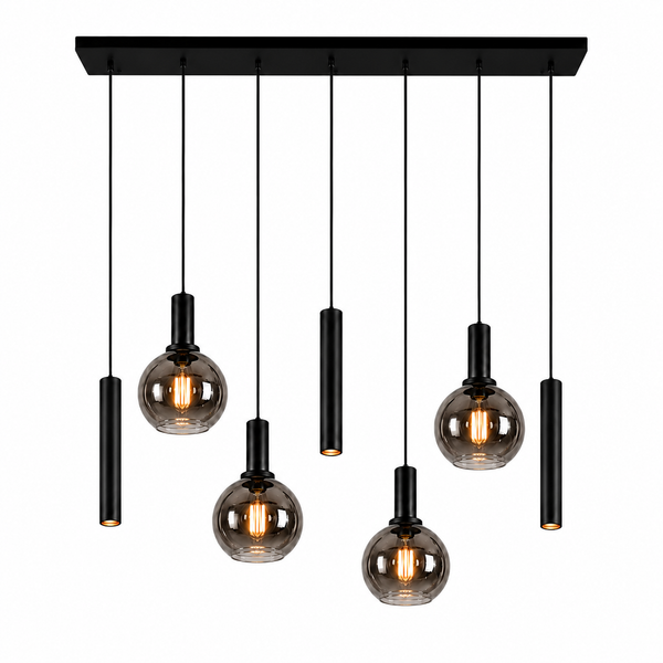 Hanglamp voor Eettafel – Smoke Glas – 7-Lichts – Dimbaar