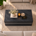 Salontafel Zwart Visgraat Patroon Design - 130 cm