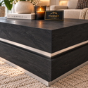 Salontafel Zwart Visgraat Patroon Design - 130 cm