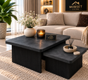 Salontafels Zwart Visgraat Design - 90x90 cm