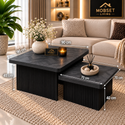Salontafels Zwart Visgraat Design - 90x90 cm