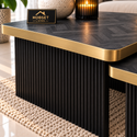 Exclusieve Set van 2 Salontafels – Visgraat  Doorlopend Gouden Accent