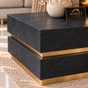 Salontafel Zwart Visgraat Patroon & Goud Design - 130 cm