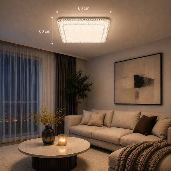 Plafondlamp led dimbaar 3 kleuren afstandsbediening 60x60cm