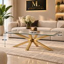 Salontafel Goud Glas Blad 130 cm - Milano