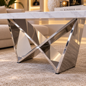 Salontafel Travertin Zilver Wit Blad 130 cm - Edina