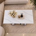 Salontafel Travertin Zilver Wit Blad 130 cm - Edina