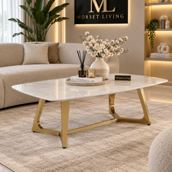Travertin Salontafel Poten Goud 130 cm - Naila