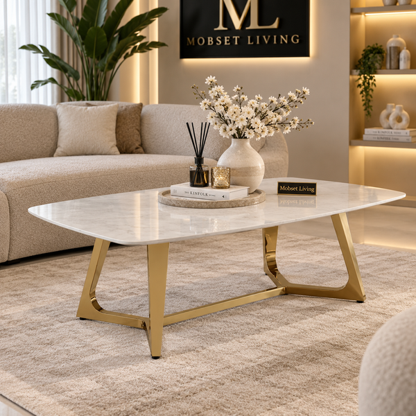 Travertin Salontafel Poten Goud 130 cm - Naila