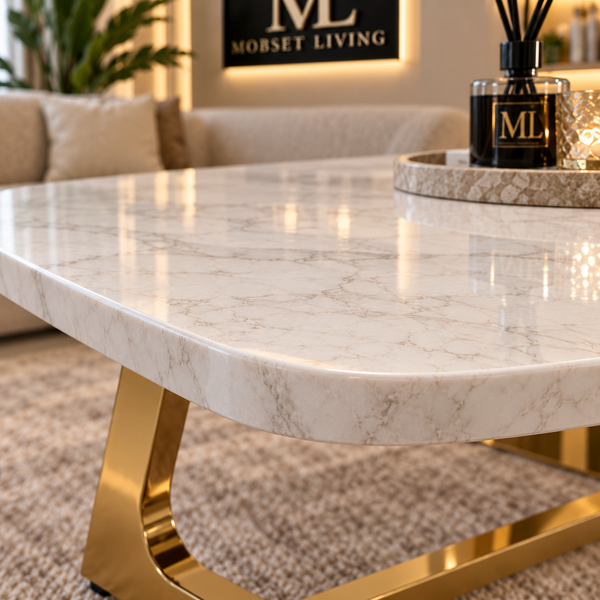Travertin Salontafel Poten Goud 130 cm - Naila