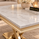 Travertin Salontafel Poten Goud 130 cm - Mellina