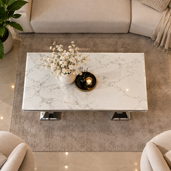 Travertin Salontafel Poten Zilevr 130 cm - Mellina