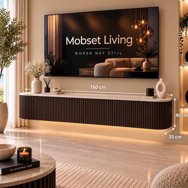 Zwevend TV-Meubel Japandi MDF Bruin – 160 cm