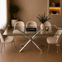 Glazen Eettafel 200x100 cm – Luxe Design met RVS Onderstel