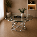 Ronde Glazen Eettafel 130 cm – Luxe Design met RVS Onderstel