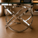Ronde Glazen Eettafel 130 cm – Luxe Design met RVS Onderstel