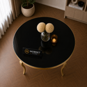 Ronde Eettafel Zwart Goud 130 cm – Luxe Design met Gouden Onderstel