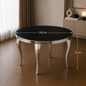 Ronde Eettafel Zwart met Zilveren RVS Poten 130 cm Milano