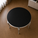 Ronde Eettafel Zwart met Zilveren RVS Poten 130 cm Milano