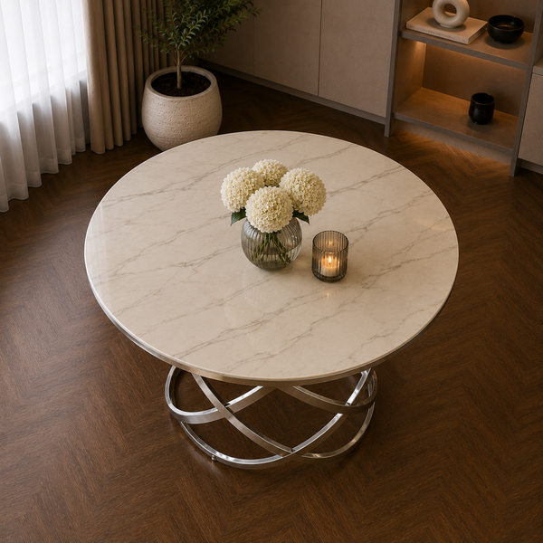 Ronde marmeren eettafel voor moderne interieur
