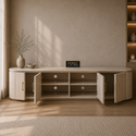 Tv-meubel Japandi travertin - Beige 200cm