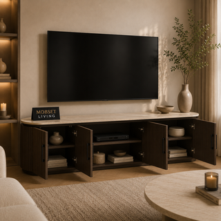 Tv-meubel Japandi travertin Bruin 200cm