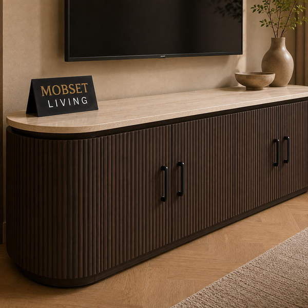 Tv-meubel Japandi travertin Bruin 200cm