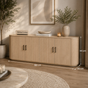 Japandi dressoir – Travertin blad met 4 deuren - Beige
