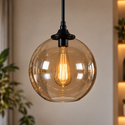 Hanglamp Eettafel Amber Glas 5 Lichtpunten