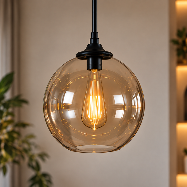 Hanglamp Eettafel Amber Glas 3 Lichtpunten