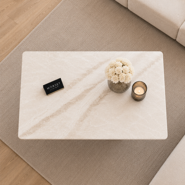 Salontafel Zwart Travertin Langwerpig - Luna