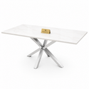 Eettafel Travertin Crème Zilveren Onderstel 180cm - Rosa