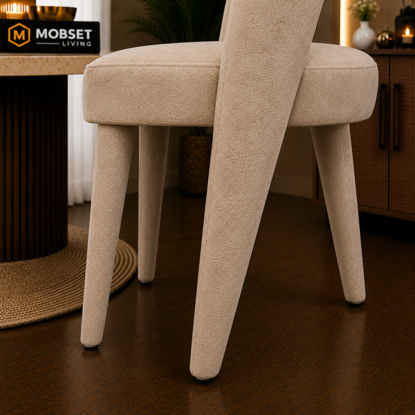 Luxe Japandi Eetkamerstoel  Volledig Gestoffeerd Beige - Rima