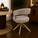 Japandi Eetkamerstoel Creme Draaibaar poten Beige  Eveline