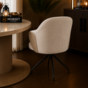 Eetkamerstoel Beige Draaibaar Poten Zwart- Milano