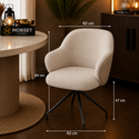 Eetkamerstoel Beige Draaibaar Poten Zwart- Milano