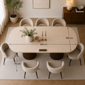 Eettafel Japandi travertin 2 potig bruin Ovaal 180cm - Kimberly