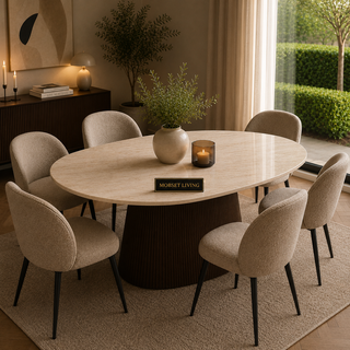 Eettafel Japandi travertin Ovaal bruin 180cm - Kimberly