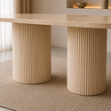 Eettafel Japandi travertin 2 potig ovaal 180cm - Kimberly