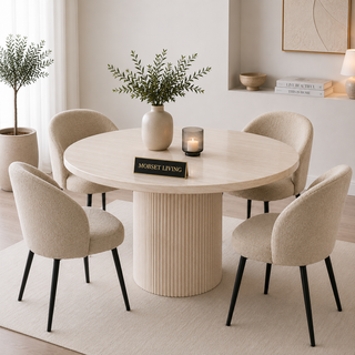 Eettafel Japandi travertin rond 130 cm - Kimberly