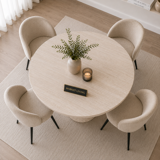 Eettafel Japandi travertin rond 130 cm - Kimberly
